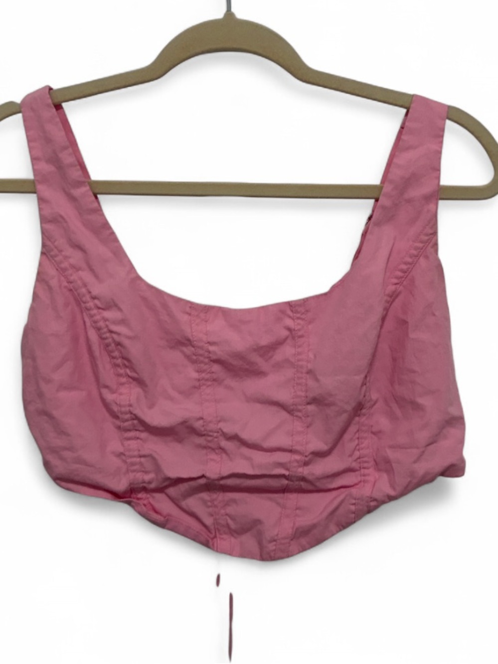 Princess Polly Pink Cotton Cropped Lace Up Back Corset Tank Top